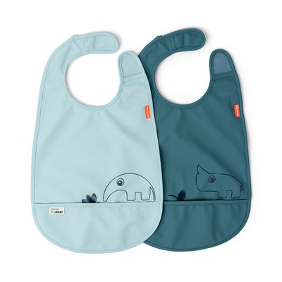 Lot de 2 Bavoirs velcro Deer friends bleu DONE BY DEER