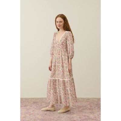 Robe longue évasée imprimée manches 3/4, BALI LOUISE MISHA