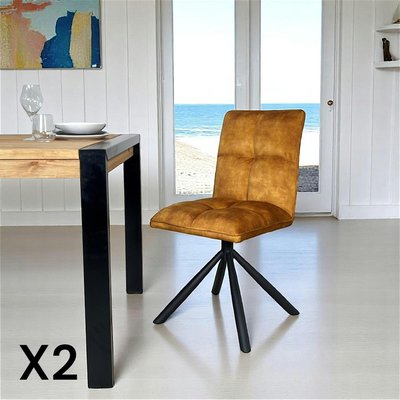Chaise rotative tissu moutarde (lot de 2) IENA PIER IMPORT
