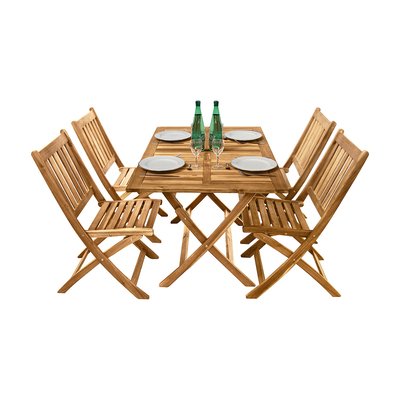 Salon de jardin rectangulaire en acacia Fidgi - 4 chaises CEMONJARDIN