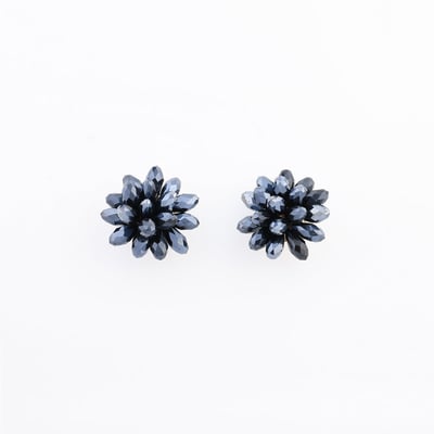 Boucles d'oreilles clips - perles à facettes grises BALABOOSTE