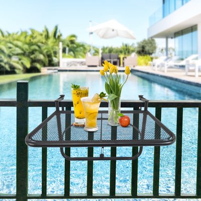 Table suspendue pour balcon métal noir OUTSUNNY