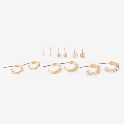 Set de 6 paires de boucles d'oreilles puces et créoles BALABOOSTE