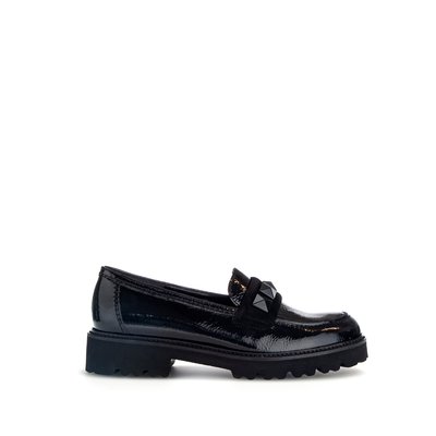 Mocassins en velours/vernis à talon décroché GABOR