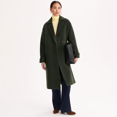 Manteau long, fermeture boutonnée, drap de laine ANNE WEYBURN
