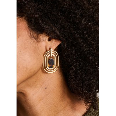 Boucles d'oreilles créoles dorées avec résine bicolore LA FEE MARABOUTEE
