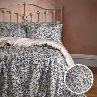 Malory Willow Leaf Slub Cotton Duvet Cover & Pillowcase Set EW BY EDINBURGH WEAVERS
