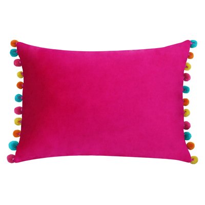 Fiesta Pom-Pom Trim Velvet Filled Cushion 35x50cm PAOLETTI