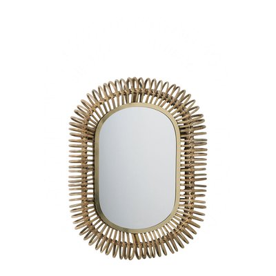 Miroir ovale en rotin et métal BLANC D’IVOIRE