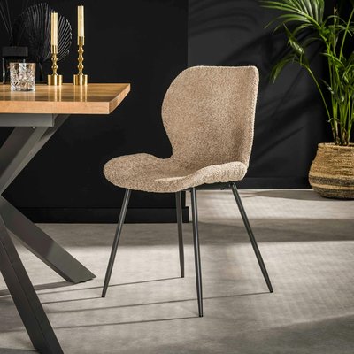 Chaise en bouclette beige (lot de 2) MELBOURNE PIER IMPORT