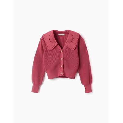 Gilet en Maille avec Col en Broderie Anglaise ZIPPY