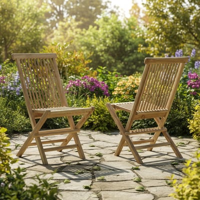 Chaises de jardin pliantes en teck massif (lot de 2) - JAVA TECK ATTITUDE
