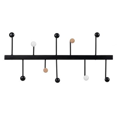 Portemanteau mural en métal noir 10 Accroches 60x7x27.5cm WADIGA