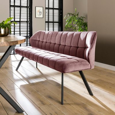 Banc de table rose en tissu velours 180 cm MELBOURNE PIER IMPORT