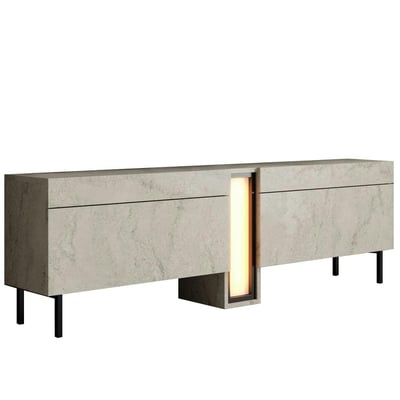 Meuble TV 2 portes avec LED et télécommande AURA PIER IMPORT