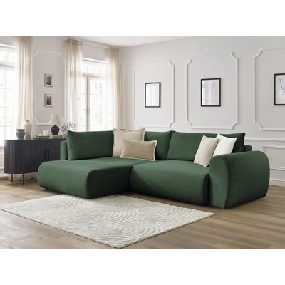 Canapé d'angle convertible 3 places en tissu lisse, LUCIEN BOBOCHIC