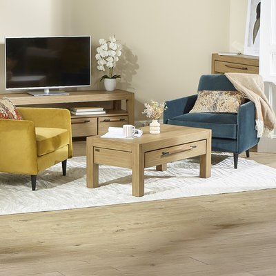 Table basse contemporaine en bois massif, 1 tiroir MEGÈVE ROBIN DES BOIS