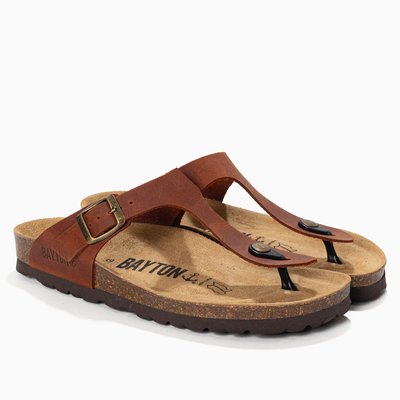 Tongs en cuir MERCURE pour femme BAYTON