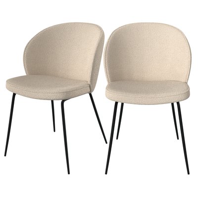 Lot de 2 chaises en tissu bouclette et pied en métal - GROOM RENDEZ-VOUS DÉCO