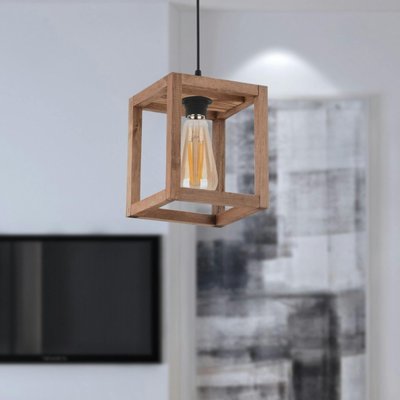 Suspension industrielle - cube bois CAMOGLI PIER IMPORT