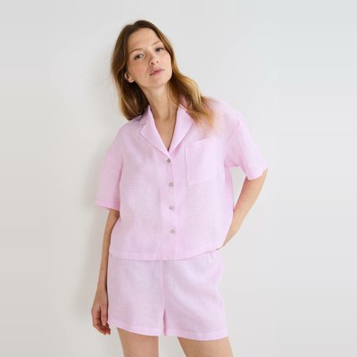 Pyjashort uni manches courtes en lin MONOPRIX