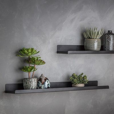 15 x 90cm Black Wall Shelf SO'HOME