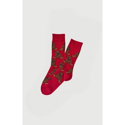 Chaussettes en coton imprimé Old Teddy Rouge ARTHUR