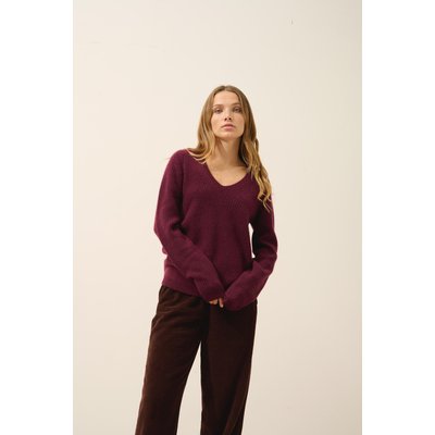 Pull Col V 4 Fils Mûre Amrita JUST CASHMERE