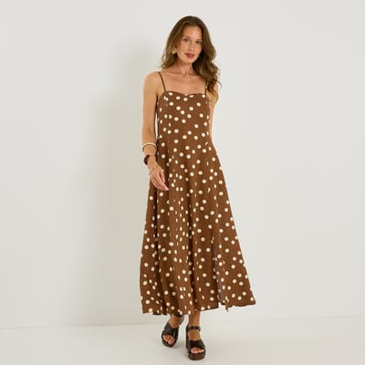 Robe longue fines bretelles motif pois GRAIN DE MALICE