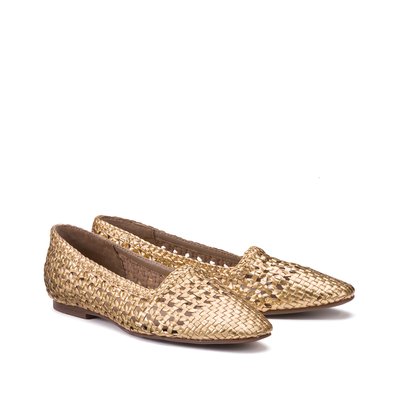 LA REDOUTE COLLECTIONS Ballerines en cuir tressé, talon plat