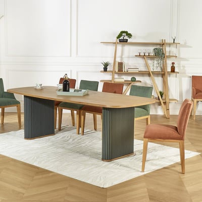 Lot de 2 chaises style contemporain en chêne massif et velours côtelé LOLITA ROBIN DES BOIS