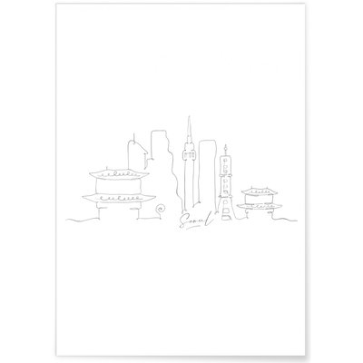 Affiche Line Art Séoul L'AFFICHERIE