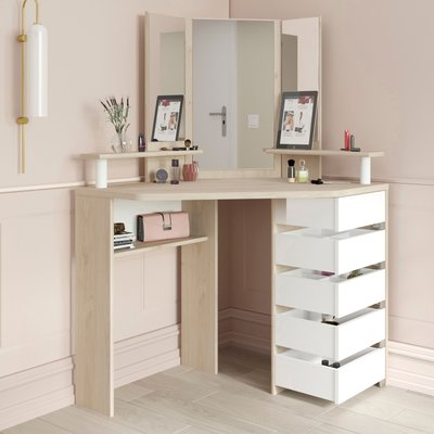 Coiffeuse d'angle avec miroirs et rangements TERRE DE NUIT
