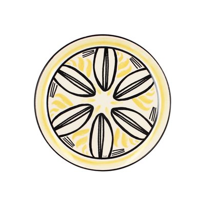 Assiette Plate Sun En Grès Décor Jaune Ø26 Cm NOVASTYL