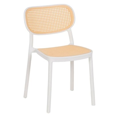 Chaise esprit bistrot en polypropylène blanc et beige WADIGA
