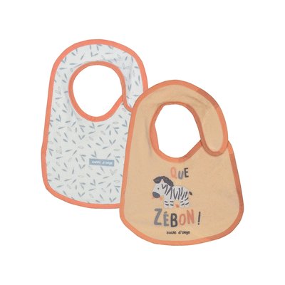 Lot de 2 bavoirs naissance finou SUCRE D'ORGE