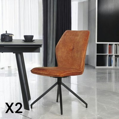 Chaise pivotante moutarde en velours patiné avec poignée (lot de 2) LOMBARDIE PIER IMPORT