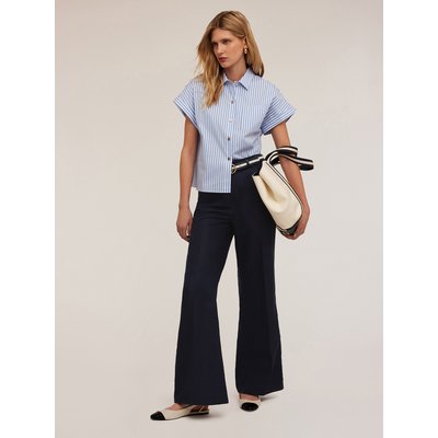 Pantalon à jambe large en toile mélangée de coton, viscose et lin MOTIVI