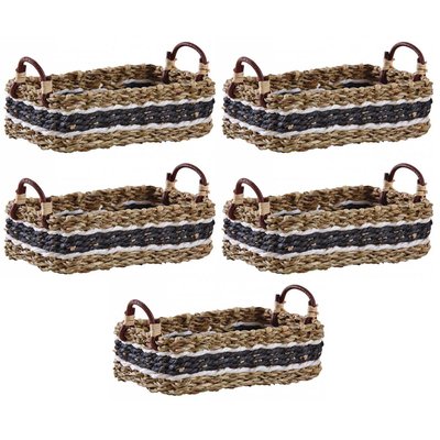 Corbeille en jonc naturel et noir (Lot de 5) AUBRY GASPARD
