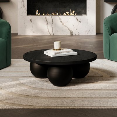 Meera Round Coffee Table with Oversized Bun Feet SO'HOME