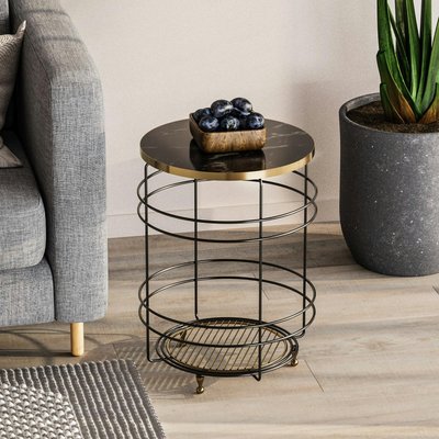 Table d’appoint porte-plante – finition noir et doré SFAX PIER IMPORT
