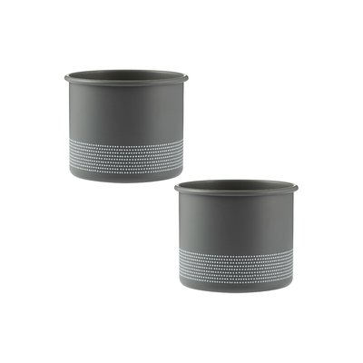 Set of 2 Monochrome Herb Planters in Grey TYPHOON