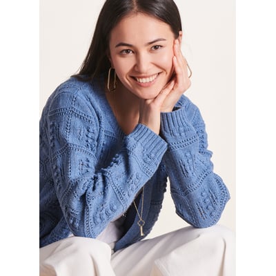 Gilet ouvert en maille crochet LA FEE MARABOUTEE