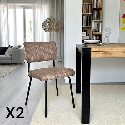 Chaise velours grosses côtes camel (lot de 2) IENA PIER IMPORT