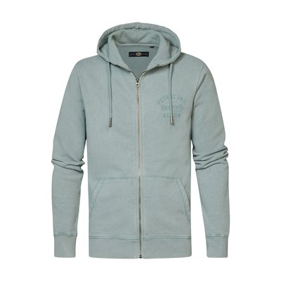 Logo Print Cotton Hoodie with Zip Fastening PETROL INDUSTRIES