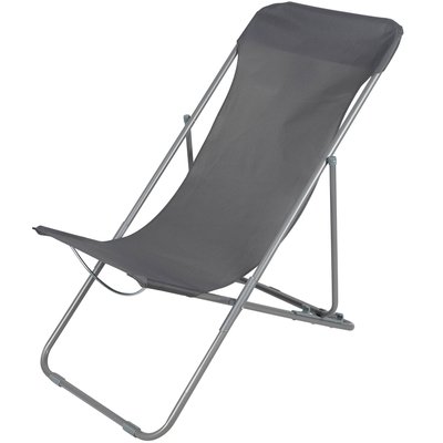 Chaise longue pliante chilienne métal gris anthracite 85x56x90cm WADIGA
