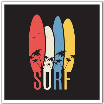 Affiche retro passion surf HEXOA