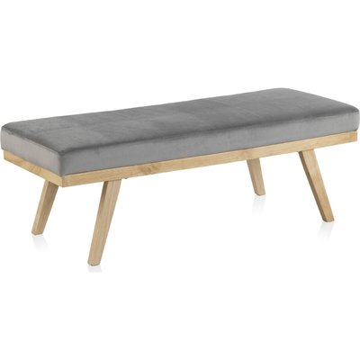 Banc tapissé en velours  avec pieds bois naturel RECOLLECTION