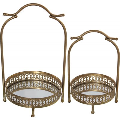 Plat en métal doré, miroir (lot de 2) RECOLLECTION