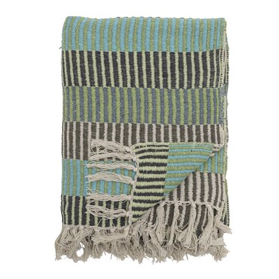 Plaid en coton recyclé 160x130 cm Isnel bleu BLOOMINGVILLE